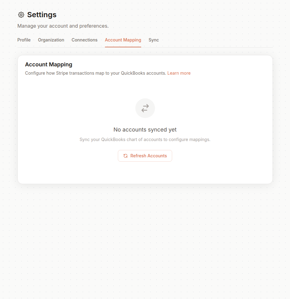 No accounts synced yet